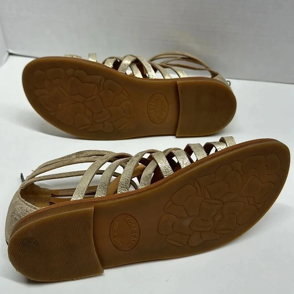 Kork Ease Palmyra Leather Strappy Sandals Shoes Open Toe Metallic Gold Size 8 - Picture 8 of 10